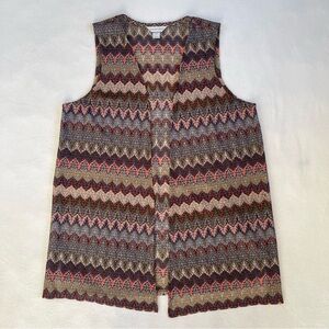 multicolor knit lightweight open vest • size XXL
